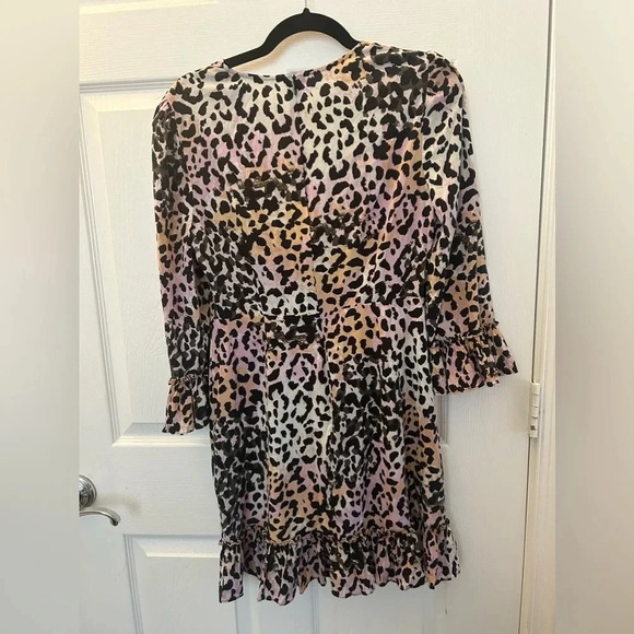 Veronica Beard Tamar Watercolor Leopard Dress Lilac Multi - Picture 4 of 5